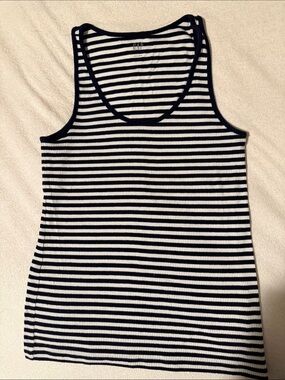 Gap Striped Ribbed Tank Top - Black & White